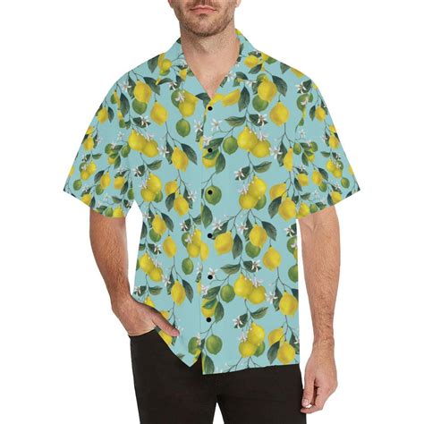 Hawaiian shirt in silk with lemon print 